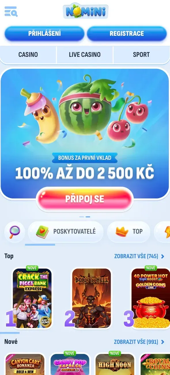 Mobilní hraní v kasinu Nomini